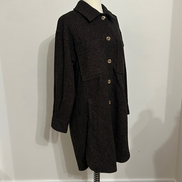 NWOT Button up wool blend jacket vintage menswear style tweed pinstripe size S-L - Picture 1 of 8